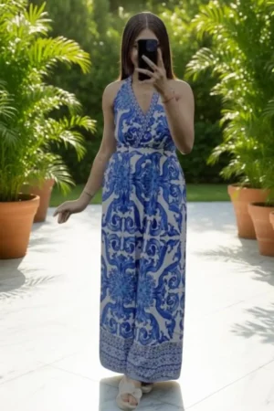 Blue Printed Jumpsuit