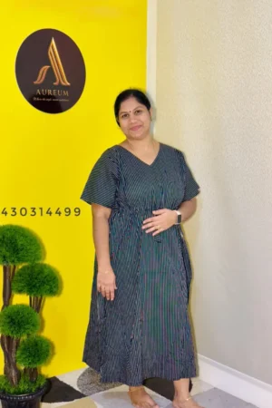 Cotton Black Stripped Short Kaftan