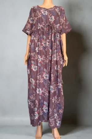 Cotton Purple Printed Kaftan Nighty