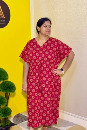 Cotton Printed Black Short Kaftan