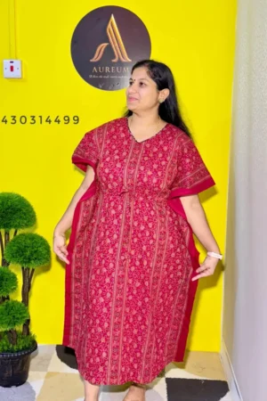 Cotton Printed Pink Short Kaftan