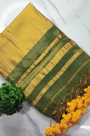 Tissue Cotton Blend Saree with Tassels