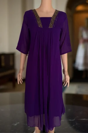 Violet Chiffon Embellished Kurti