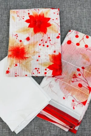 White Cotton Net Mix Churidhar Material