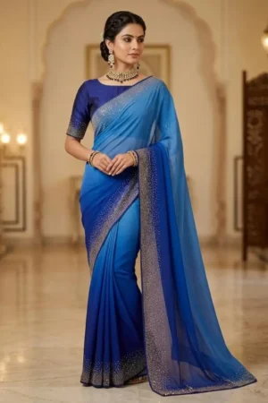 Blue Fancy Saree with Designer Border