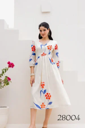 Floral Print V-Neck Frock