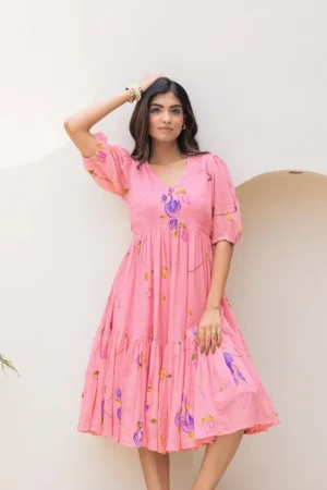 Pink Premium Rayon Frock