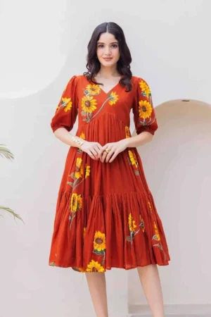 V-neck Premium Rayon Frock